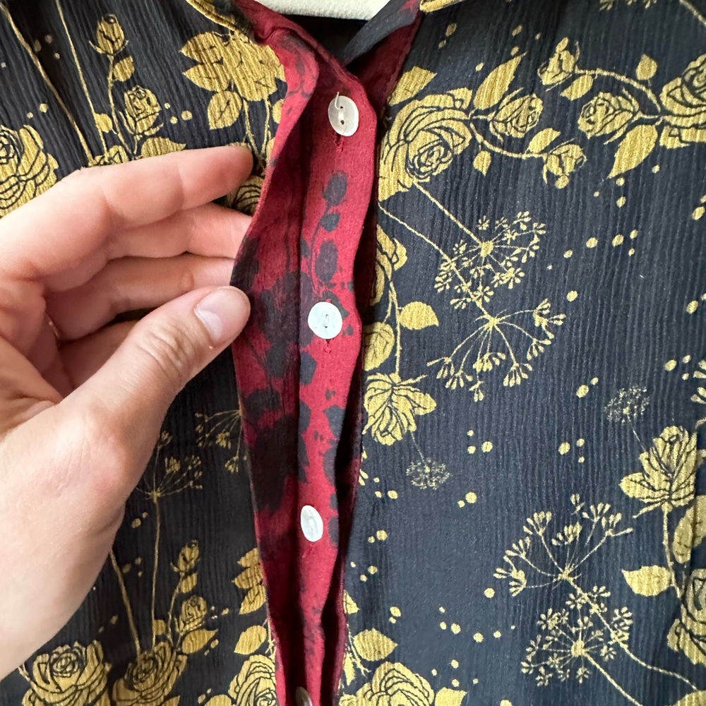 ❤️Anthropologie Mixed Roses Print 100% Silk Maxi Dress💋 by Carolina K size L - Picture 14 of 14